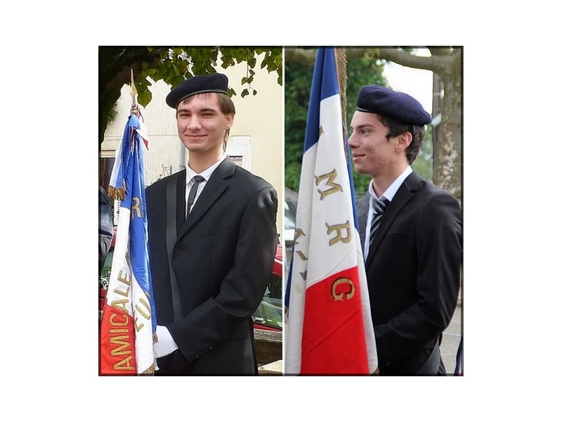 Deux jeunes porte-drapeaux,  Antoine DUMONT et David RATTAIRE…